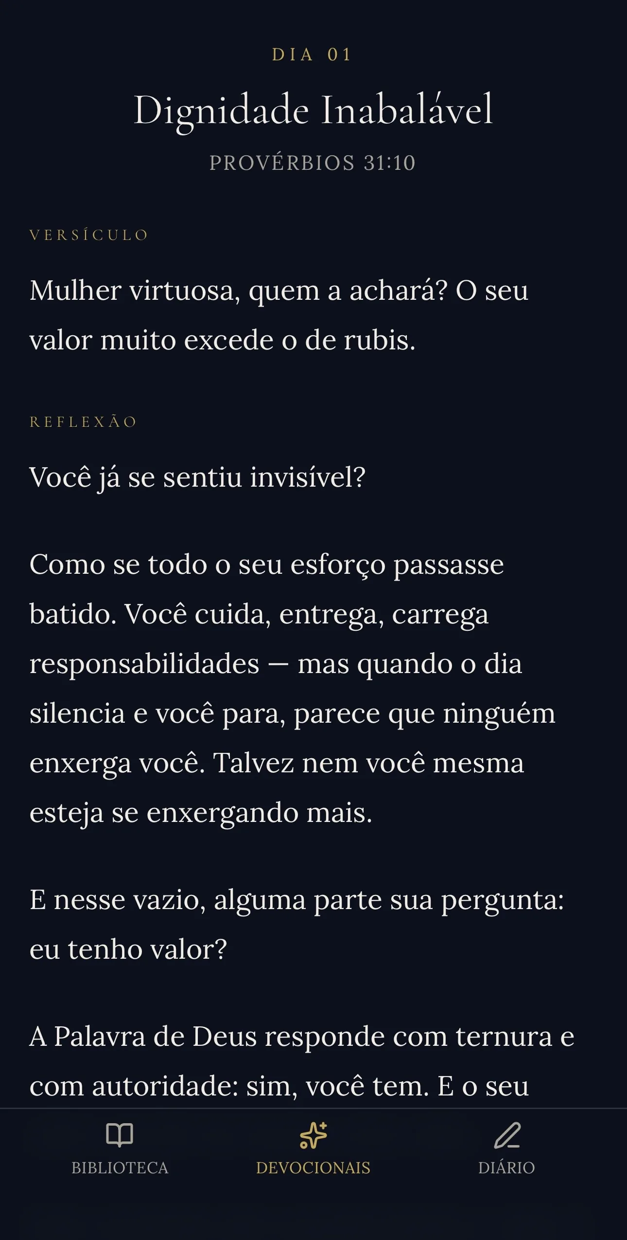 Tela dos Devocionais de Provérbios